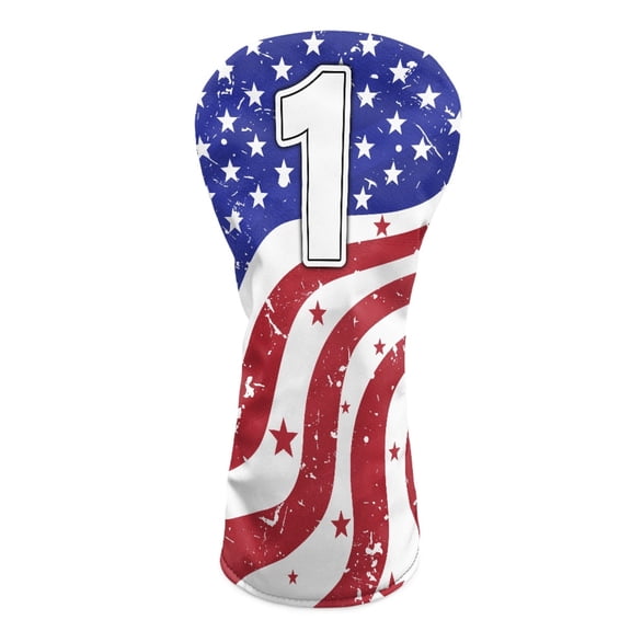 Yuyamidu USA Flag Golf Club Head Covers Patriotic Driver Headcover Fairway Wood Head Cover Hybrid Headcover, Waterproof PU Leather Golf Head Covers