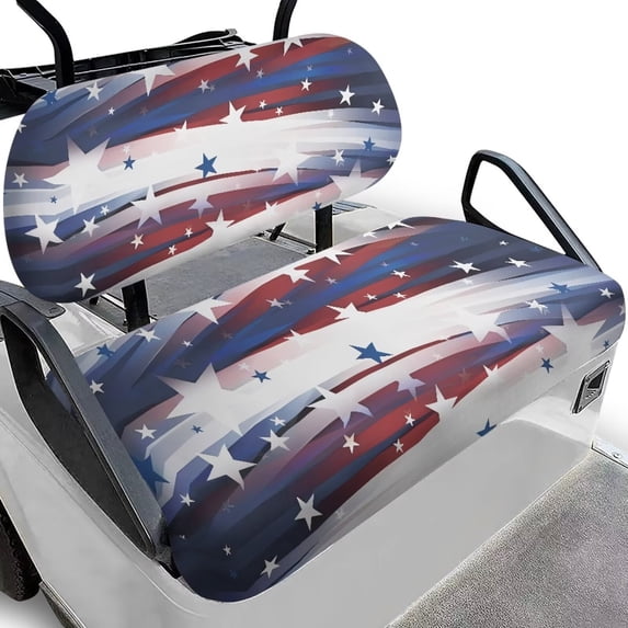 Yuyamidu USA Flag Star Golf Cart Seat Covers Lightweight Breathable Golf Cart Accessories Fit for Most Golf Carts Club Cars Seat Cushion, 4th of July