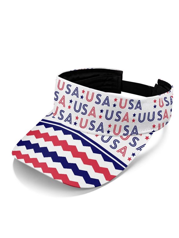 USA Print Sun Visors for Women Comfortable Open Top Sun Visor for Men Wide Brim Visor Cap for Golf Tennis Sports