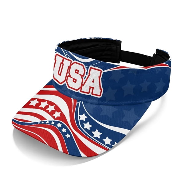 Yuyamidu USA Sun Visor for Women Men Visors Hat with Wide Brim American Flag Visor Hat for Spring Golf Tennis Running Sport Lightweight