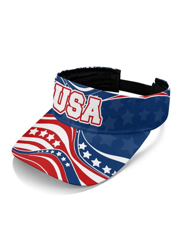 USA Sun Visor for Women Men Visors Hat with Wide Brim American Flag Visor Hat for Spring Golf Tennis Running Sport Lightweight