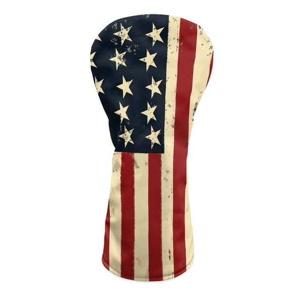Yuyamidu Vintage American Flag Golf Club Head Covers 4th of July Driver Headcover Hybrid Headcover Fairway Wood Head Covers PU Leather for Golf Clubs
