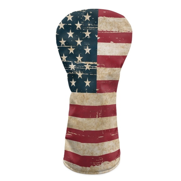 Yuyamidu Vintage American Flag Golf Club Head Covers for Driver Fairway Woods Headcovers PU Leather Golf Club Headcover Patriotic Golf Club Covers