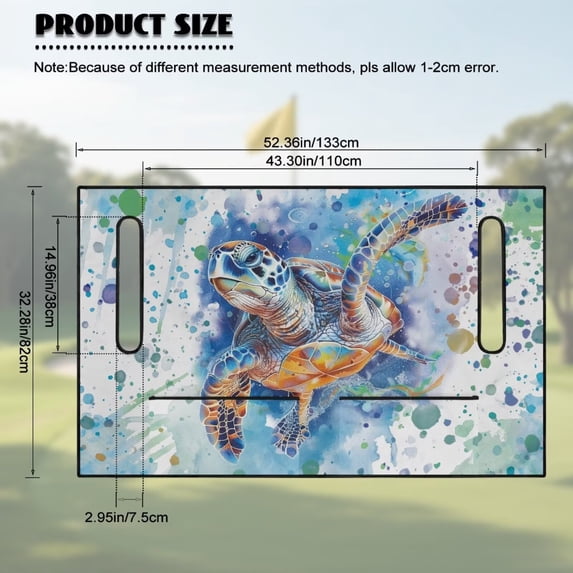 Yuyamidu Watercolor Sea Turtle Golf Cart Seat Covers with 4 Front Pockets Golf Cart Seat Towel Blanket for 2-Person Seats Club Car Seats Cushion Cover