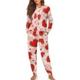 thumbnail image 1 of Yuyamidu Watermelon Nightwear for Women Pajama Set Pants Pink O-neck Pajamas Top Size L Casual Long Sleeve Sleepwear Sets Heart Jogger Sport Wear Outfits 2 Piece, 1 of 7