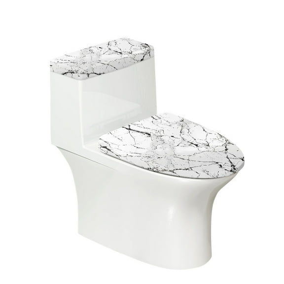 Yuyamidu White Marble Print Toilet Seat Cover Set 2 Pieces Toilet Lid Dust Cover and Toilet Tank Lid Cover Home Decoration Soft Toilet Lid Cushion and Tank Mat