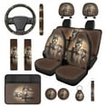 thumbnail image 1 of Yuyamidu Wolf Car Seat Covers and Steering Wheel Cover Cross Seatbelt Pad Headrest Covers Car Armrest Cover Cup Holders Keychain, 14 Piece, 1 of 7