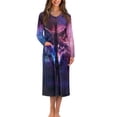 thumbnail image 1 of Yuyamidu Wolf Long Zip Up Bathrobes for Women Long Sleeve Robes Size S Galaxy Robe Housecoats Lightweight Crewneck Sleep Dress Comfy Zipper Front Loungewear, 1 of 7