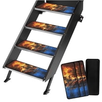 Yuyamidu Wolf RV Step Covers 4 Pack Camper Stair Rugs Easy to Install RV Stair Carpet Fashion RV Step Protectors Outdoor RV Step Carpet Keep RV Clean