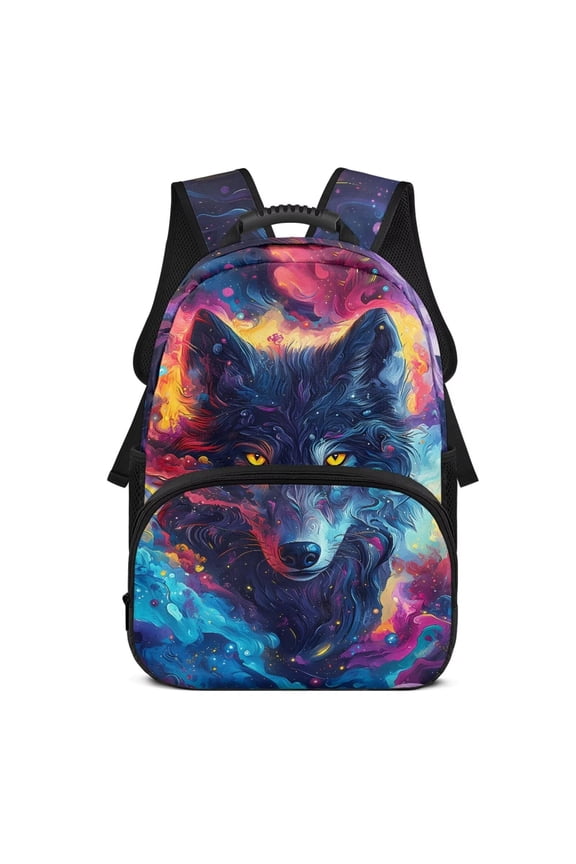 Wolf School Bags 17 Inch Backpacks Middle School Book Bag for Kids Boys Girls, Lightweight Shoulder Laptop Bag with Adjustable Straps