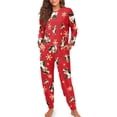 thumbnail image 1 of Yuyamidu Women Christmas Pajama Set 2 Piece Xmas Cow Long Sleeve Pajamas for Sleep Jogger Set Snowflake Crewneck Nightwear Red Sleepwear Home Wear for Ladies Size M, 1 of 7