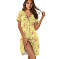 thumbnail image 1 of Yuyamidu Women Nightgown Yellow Capybara Sleep Dress Button Down House Dress Pleated Knee Length Loungewear, 1 of 6