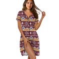 thumbnail image 1 of Yuyamidu Women's Nightgown Short Sleeve Sleepwear Comfy Sleepshirts Button Down Knee-Length House Coat Ethnic Aztec Tribal Style, 1 of 7