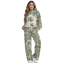 Yuyamidu Women's Tracksuits 2 Piece Outfits Matching Lounge Sets Loungewear Boho Flower Sea Turtle Drawstring Sweatshirt Wide Leg Sweatpants Sweatsuit for Yoga Golf Running Tops Bottoms Set