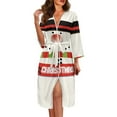 thumbnail image 1 of Yuyamidu Womens Christmas Bathrobe Soft 3/4 Sleeves Bath Robe Snowman Kimono Robes Lightweight Housecoat Nightgown Size L Soft Sleepdress for Spring Summer Fall, 1 of 7