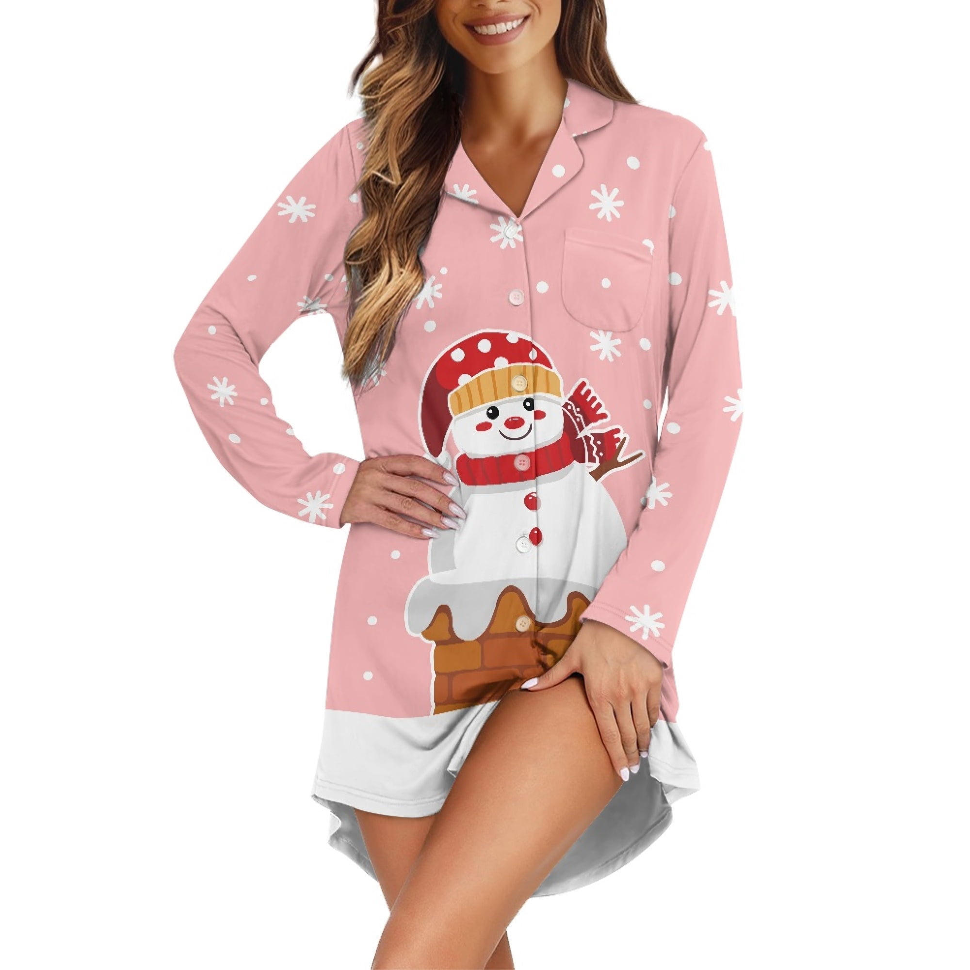 christmas pajama dress HELLHERO Deer Night for Women Long Sleeve Sleepshirt Button Down Nightgown V Neck Comfy Homewear Nightshirt Home Clothes Tunci Top S : Clothing, Shoes & Jewelry this outfit adds magic to every memory Women's Blue Reindeer Pajama Set