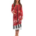 thumbnail image 1 of Yuyamidu Womens Christmas Robes Music Note Long Sleeve Bathrobe with Front Zipper Snowflake Round Neck Gowns for Ladies Sleepwear Housecoat Red Pajama Nightgown Size S, 1 of 7