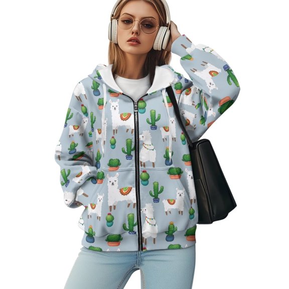 Yuyamidu Womens Zip Up Hoodies Alpaca Hoodie Women Oversized Sweatshirt Womens Zip Up Hoodie Oversized Jacket Y2k Aesthetic Streetwear Sweatshirt XS