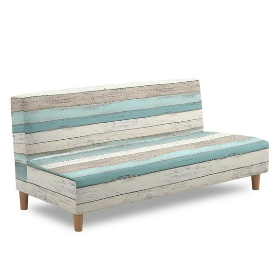Yuyamidu Wood Grain Futon Cover Armless Sofa Covers Washable Stretch Futon Slipcover with Elastic Edge Easy to Install Sofa Bed Slipcover Protector Gift for Holiday