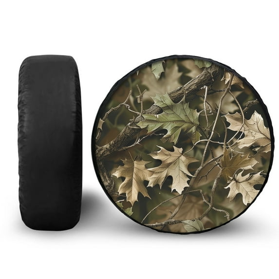 Yuyamidu Wood Spare Tire Cover Camo Hunting Wheel Protectors Weatherproof Camper Tire Covers for Trailer RV Travel Universal Tough Tire Cover