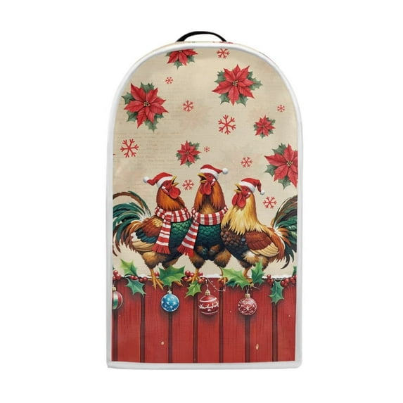 Yuyamidu Xmas Chicken Blender Cover Compatible with Stand Mixer Coffee Maker Juicer Poinsettia Kitchen Appliance Dust Cover Christmas Blender Coffee Juicer Maker Organzier Bag