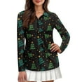 thumbnail image 1 of Yuyamidu Xmas Tree Long Sleeve Golf Shirt for Women Christmas Tennis Tops Running Shirt with Collar Sports Athletic T-Shirt Shirts Plus Size 2XL, 1 of 8