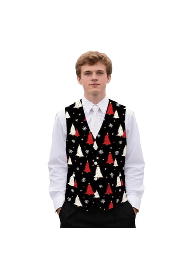 mens christmas dress vests Yuyamidu Pine Cones Men's Suit Vest Christmas Dress Vest for Men Size XL Slim Fit Formal Business Waistcoat Tuxedo V-Neck Vests for Wedding