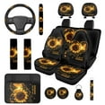 thumbnail image 1 of Yuyamidu Yellow Butterfly Car Front Rear Seat Covers Full Set of 14 Sunflower Armrest Pad Headrest Covers Steering Wheel Cover Seat Belt Pads Coasters Keychain Auto Decorative Accessories, 1 of 7
