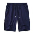 thumbnail image 1 of Yuyangdpb Men's Casual Cargo Shorts Classic Relaxed Fit Drawstring Elastic Waist with Pockets Navy Blue 32, 1 of 5
