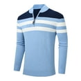 thumbnail image 1 of Yuyangdpb Men's Sweaters 1/4 Zip Up Lightweight Casual Striped Pullover Polo Sweaters Greyblue L, 1 of 7
