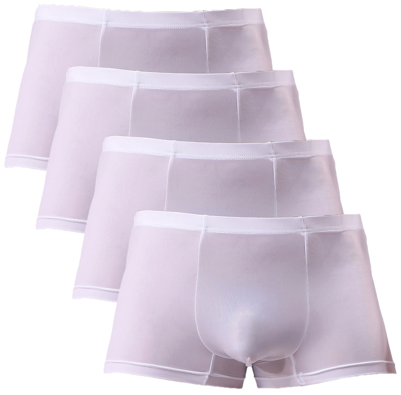 AOOCHASLIY Mens Underwear Briefs Deals Men's Solid Color Ice Silk Seamless  One Piece Boxer Briefs 