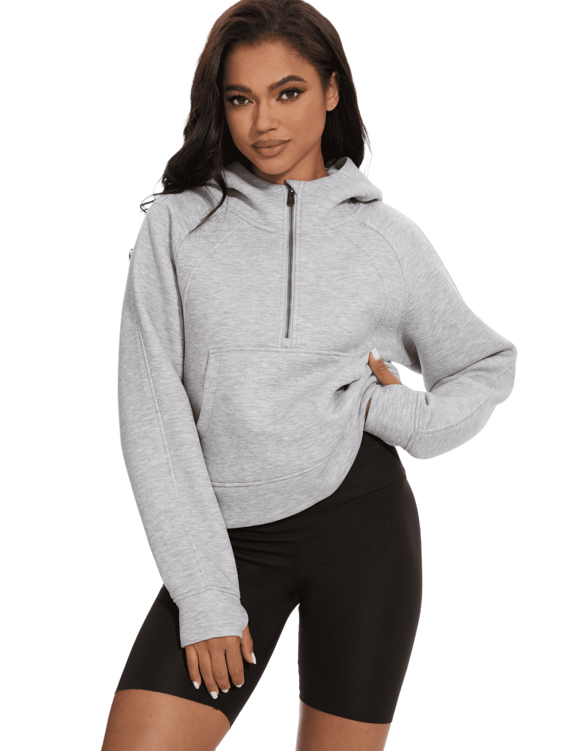Half Snap Long Sleeve Sweatshirt with Side Slit Pockets main image 0
