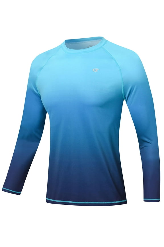 men's swimming T-shirt short sleeve running shirt UPF 50+ Rash Guard swimsuit swimming hiking sweatshirt BlueGradient M