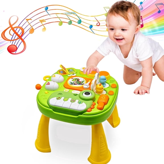 Yuyongr Activity Center, Dinosaur DJ Musical Table Standing Play Table,Early Learning Table with Music, Story & Fine Motor Play, for Birthday & Chrismats Gift