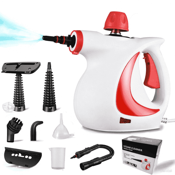 Yuyongr Steam Cleaner, 1050W Handheld Steamer Cleaner for Cleaning with 9 Pcs Accessories/14 Oz Tank, Steamer for Home,Tile,Floor,Car,Red