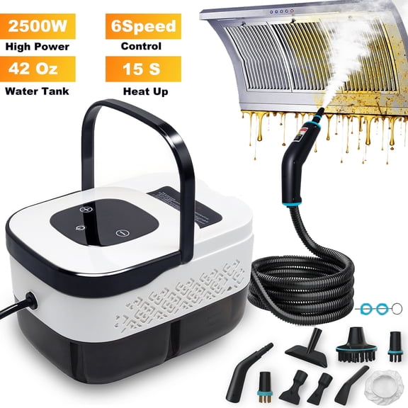 Yuyongr Steam Cleaner, 2500W Handheld Steam Cleaner for Home,Steamer for Cleaning with 10 Pcs/42Oz Water Tank, Steamer for Home,Tile,Floor,Car