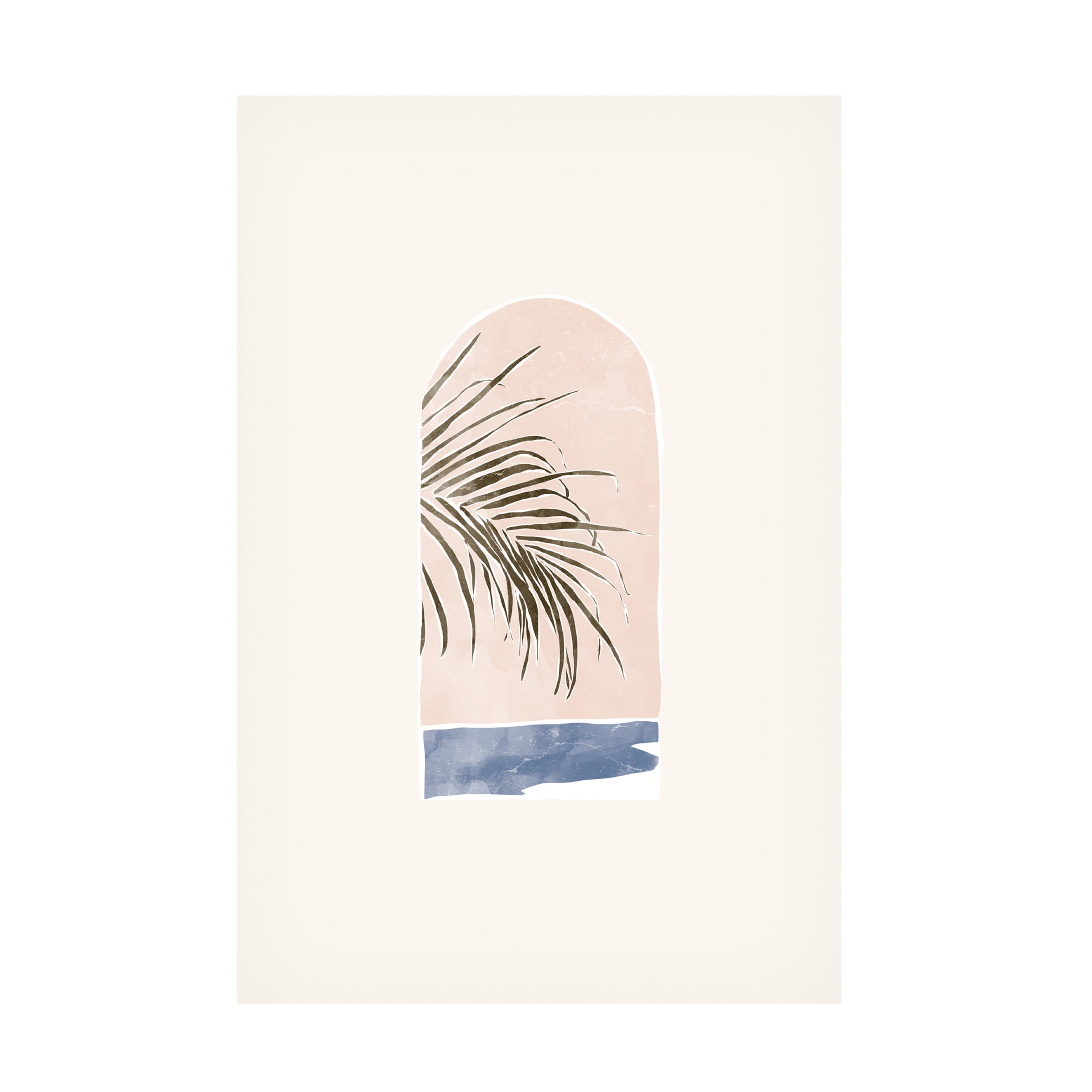 Tropical Window Landscape Canvas Art in Light Blue and Tan