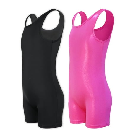 Yuyuekeji 2 Pack Girls Gymnastics Leotards Athletic Ballet Dance Sleeveless Unitards 4-11Y