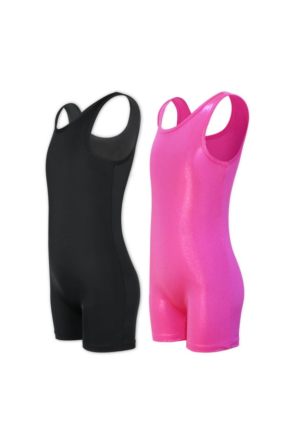 2 Pack Girls Gymnastics Leotards Athletic Ballet Dance Sleeveless Unitards 4-11Y