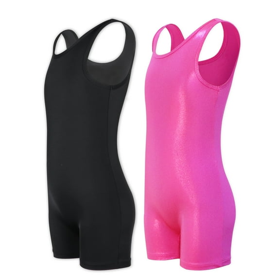 Yuyuekeji 2 Pack Skinny Leotard for Girls,Gymnastics Dance Sleeveless Unitards Size 4-11