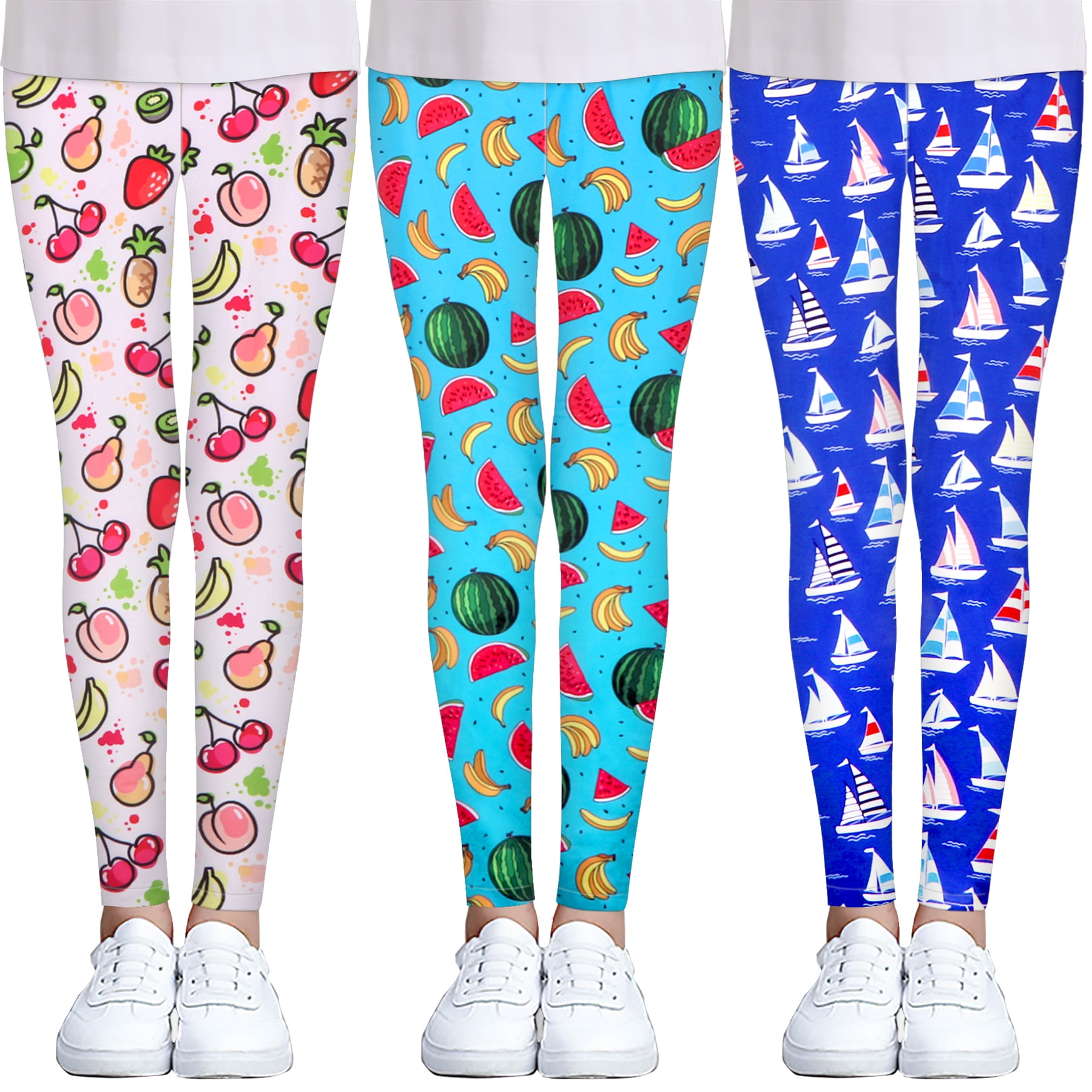 Yuyuekeji Warm Teen Girls Stretch Leggings, 3 Packs Soft Pants for Kids