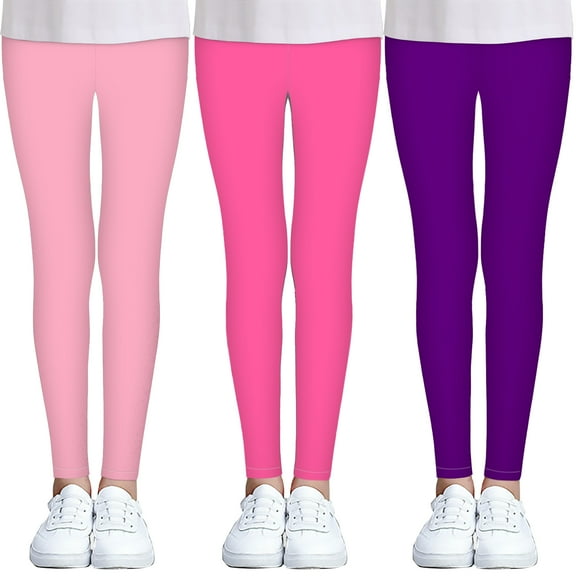 Yuyuekeji 3 Packs Teen Girls Stretch Leggings Little Kids Soft Pants Size 4-12 T