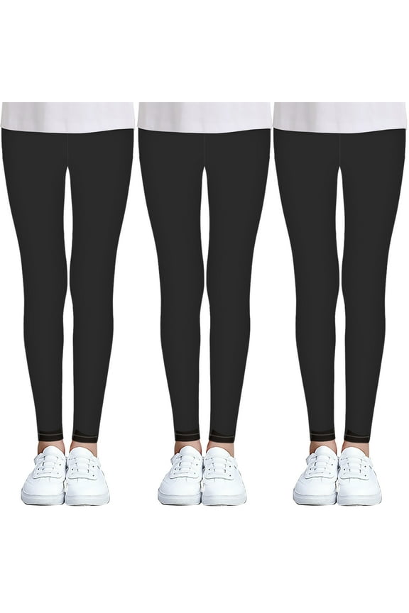 3 Packs Teen Girls Stretch Leggings Little Kids Soft Pants Size 4-12 T