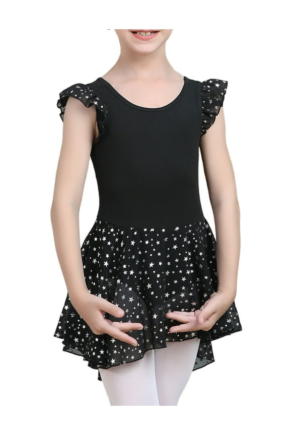 Dance Ballet Leotards for Girls,Kids Ruffle Sleeve Tutu Girls Skirted Dress 4-11 Years