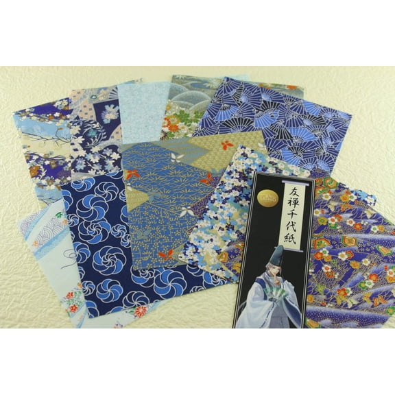 Yuzen Chiyogami Paper (Murasaki Shikibu, Fujiwara no Michinaga, Abe no Seimei, Sei Shonagon, Akiko) – Manga-Style Designs – 22×22cm - Kurumira Shop