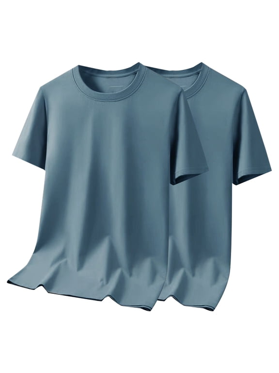 2 Pack Mens Shirts Big and Talls Summer Casual Loose Short Sleeve Tees Cozy Soft Round Neck T-Shirts