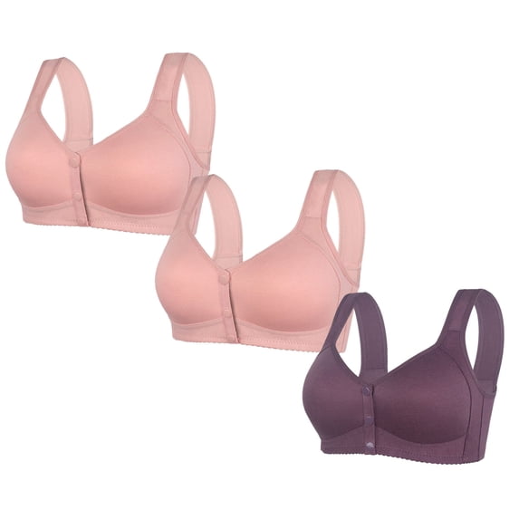 XuJwPNcy 2 Pack Wireless Bras for Women Front Closure Push up Bras Everyday Wirefree Comfortable Sleep Bras