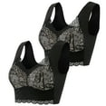 thumbnail image 1 of XuJwPNcy 2 Pack Women's Lace Bras Soft Comfy Wireless Bras Non Padded Underwire Bralettes Full Coverage Lace Bralette, 1 of 4