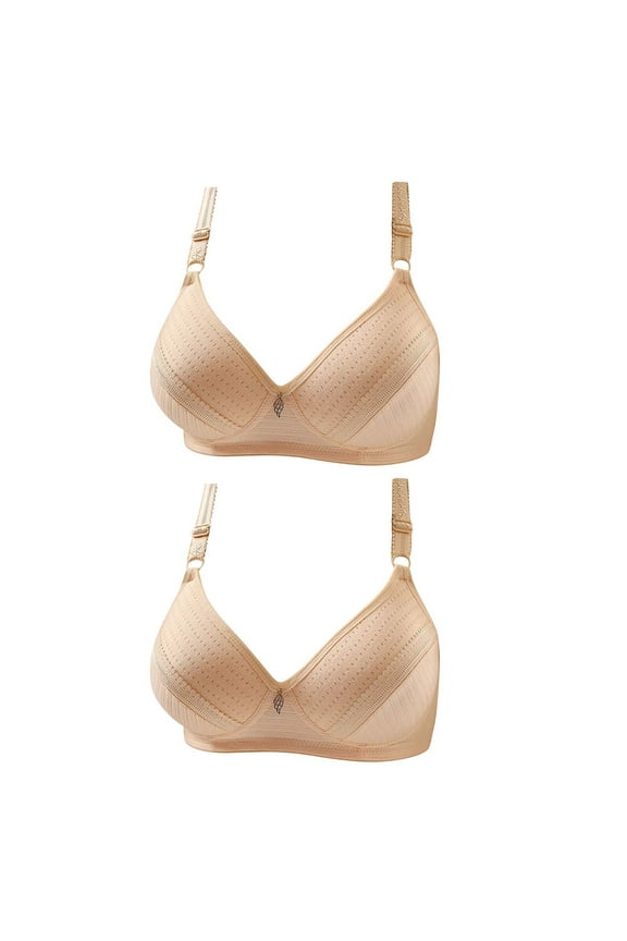 2 Pack Women's Plus Size Wireless Bra Push up Low Cut Everyday Bra Wirefree Full-Coverage Bra Comfort Bra