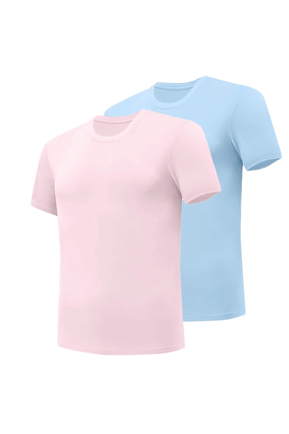 2 Pack Workout Shirts for Men Athletic Running Gym Quick Dry Short Sleeve Moisture Wicking T-Shirt Summer Basic Tshirt